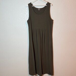 J. Jill Green Pleated Bust Maxi Dress Pima Cotton Modal Size XL